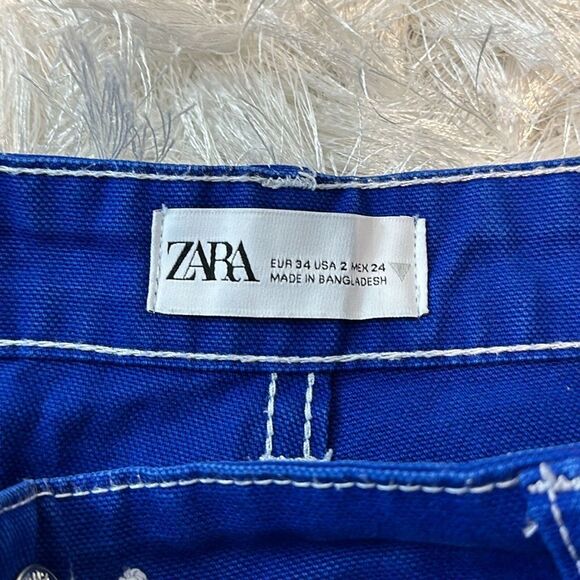 Zara blue cargo/painter pant with white stitching - Picture 4 of 4